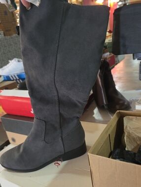 Style & Co. Gray Over-the-Knee Suede Boots. Size 7.5